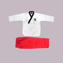 프로포스 전통 태권도 유니폼 흰색 코트 검은 바지 WTF 정장 맞춤형 도복, XXL, 빨간