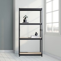 앵글선반 철제 창고 다용도실선반 4단 700 x 700 x 1200, 블랙, 9mm 양면코팅 보드