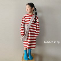 지블레싱 콜미단원피스(2color) 유아 키즈 주니어 캐쥬얼 데일리룩 힙이지룩 단가라 오버핏원피스