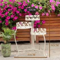 앤틱 화분선반 철제 쉐비 엔틱 가든 발코니 인테리어, 화이트플라워