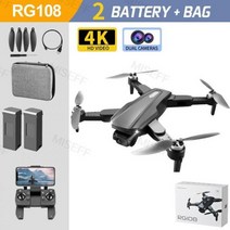접이식 쿼드콥터 RC 드론 RG108 4K HD 듀얼 카메라 전문 항공 사진 장애물 회피 브러시리스 헬리콥터, Black 4K 2B