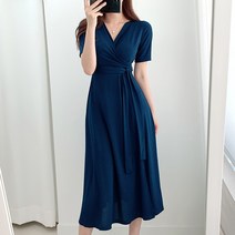 스타일아유 여성 허리 스트랩 랩 롱 원피스 2컬러[AYG6OP124A]