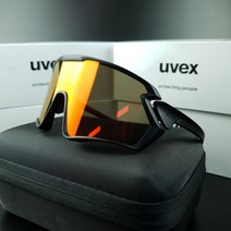 우벡스 231 스포츠 선글라스 미러 자전거 고글, 블랙/미러레드 (클리어렌즈 포함)