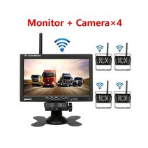 트럭 대형 자동차 후방카메라 모니터 rv b 무선 7 인치 lcd 버스 트레일러 굴삭기, 4개의 캠이 있는 모니터