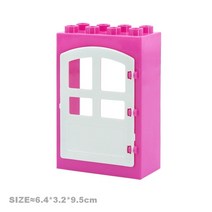 빌딩 블록 장난감 어린이용 큰 입자 집 부품 액세서리 창문 벽 지붕 건설 조립 Diy 벽돌 교육 완구, [38] Thin door pink