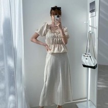 옷자락 [옷자락] 여자 플레어 린넨치마 블랙 롱스커트