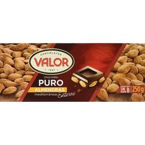 발로르 초콜릿 퓨로 아몬드 250g Valor Chocolate Puro Almendras Mediterraneas, 1팩