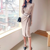 노이디제이 슬림 골지 랩스커트 원피스 INO403A