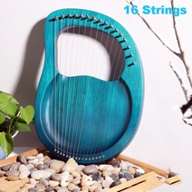 HARP 미니 리라 하프 거문고 하프 현 피아노 나무 마호가니 악기 튜닝 렌치가 여분, 02 16 String Blue