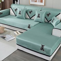 스 소파 매트 여름 돗자리 방석 2023 미끄럼 방지 범용 커버 타월 귀비 가죽 소파 커버 풀백78131, 카디베어-오션그린(스타입), 70*70cm