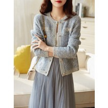 반짝이니트 스팽글 펄니트 Pin Gedi의 스타일 봄과 가을 세련된 작은 향기로운 바람 양모 니트 카디건 스웨터 재킷 여성