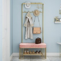 현관벤치 원룸 옷걸이형 벤치 소파 의자, 핑크100