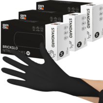 브릭글로 스탠다드 니트릴장갑, 블랙, 중(M), 3개