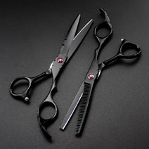 왈 바리깡 슈퍼 테이퍼 메탈 실버 왈클리퍼 프로 바버 전문 일본 빨간 보석 검은 머리 가위 절단 이발사 이발 엷게하는 가위 미용 가위, 5.5인치 세트(커팅+숱가위)