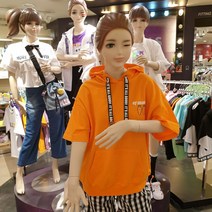 더데이걸 광주역 주니어 여아 당근 퍼니 반팔 후드 초등학생 여아 반팔후드티