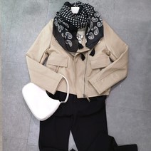 메리앤유 비스코스원단 도트무늬 타슬 정사각스카프