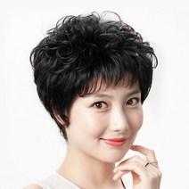 정수리커버 웨이브 볼륨가발 블랙 한복 상견례 촬영 붙임머리 인모가발 세탁가능부분가발 원형탈모부분가발 똑딱이가발 중년가발 쪽머리