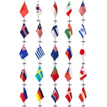 만국기 국기 깃대 국가 맞춤 테이블 플래그 미니 스탠드 사무실 책상 장식 배너 활동 축제 축하 깃대 포함, 21 x 14cm, 07 Country Flag