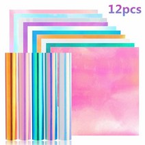 물 열 전사지 전사 스티커 유리 컵 아트 필름 도자기 의류12pcs 30cmX30cm HTVRONT 홀로그램 접착 비닐 시, 01 12PC_01 12X12In(30X30cm)