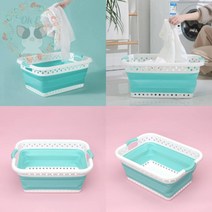 옥이드림 접이식 빨래바구니 민트 세탁바스켓 인형바구니 대형바구니