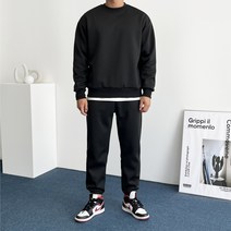 데일트 남자 겨울 기모 오버핏 맨투맨 조거팬츠 트레이닝복 세트