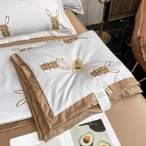 SIMMY 여름 이불 부드러운 면 워싱 텐셀 포멀 워싱 실크 이불+시트+베개커버*2, 잉글리쉬