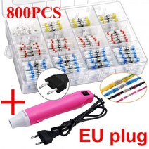 전기 용품 250PCS 솔더 씰 와이어 커넥터-방수 커넥터-열 수축 커넥터-커넥터 키트 히트 건 포함, [09] 800pcs Heater(EU)