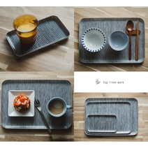 포그 린넨 코팅 트레이 3size 그레이 화이트 스트라이프 / fog linen work 쟁반, Small