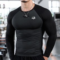 짐승남 머슬핏긴팔 u넥 트레이닝복 짐웨어 크로스핏 티셔츠 헬창핏 기능성 트레이닝복