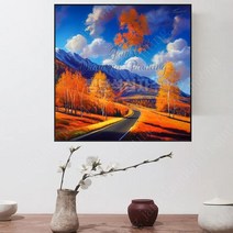 보석 비즈 십자수 가을 도로 풍경화 구슬 공예 대형 DIY 패브릭