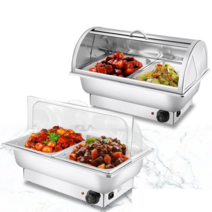 뷔페 반찬 보온 온열기 음식 가열 식당 보온기 탕온기, 2구 13L + 덮개 커버