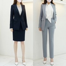 쓰리피스 정장 원버튼 자켓 슬림 슬랙스 스커트 봄 가을 여성정장세트 셋업수트 77가능