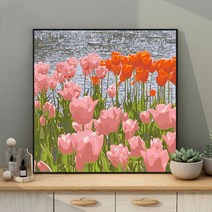 Diy 유화그리기 튤립 꽃 색칠 풍경 해바라기 인테리어 카페 취미 소모임, 세트 BK275
