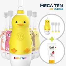 메가텐 캐릭터 유아 어린이 전동칫솔 3in1 + 도스 독일치약 75g, 메가텐 오리 3in1_소프트