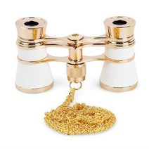 오페라글라스 콘서트망원경 쌍안경 3x25 클래식 접이식 오페라 안경 금속 바디 체인, 03 아이보리