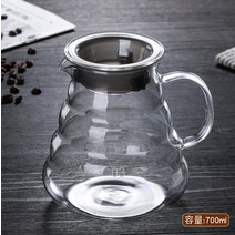 아스케이지 커피 포트 V60 유리 메이커 나무 700ML/500ML/300ML Dripper 및 냄비 필터 재사용 가능한 대 한, 09 09 Style 700ML