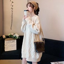 여성 루즈핏 롱 니트 드레스 꾸안꾸 기온별 옷차림