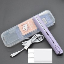 미니 전기 클립보드 USB 고데기 스트레이트 롤 겸용 앞머리 이너 풀 스트레이트 클립 머리 상하지 않음, 라이트퍼플플러그Usb케이블+보관함[16재고있음], 하나