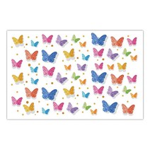 DB 파티 스튜디오 페이퍼 플레이스 매트 25팩 예쁜 나비 디자인 실내 실외 소녀 생일 약혼 졸업파티 베이비 샤워 일회용 빠른 청소 테이블 세팅 장식 43.2cm x 27.9cm