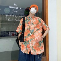 파스텔퍼플 플라워남방 알로하 바캉스룩 루즈핏 구김없는 반팔 하와이안 셔츠 휴가룩 페이즐리