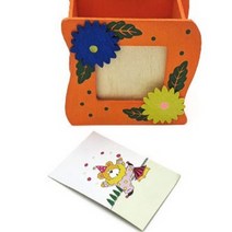 사진꽂이 연필통 책상위 볼펜정리 나무제 1P A