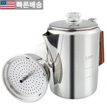 [APOXCON 정품] 커피 퍼컬레이터 캠핑 포트 9컵 스테인리스 스틸 메이커 투명 상단 유리 손잡이 캠프파이어 또는 스토브탑 만들기용 퍼컬레이터 야외 여행 패스트 브루잉 5, 9 Cups