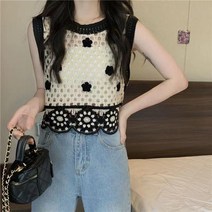 코바늘조끼 뷔스티에 여성 그물 베스트 촌캉스룩 2개세트