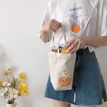 캔버스 컵홀더 테이크아웃 에코백 텀블러 캐리어 파우치