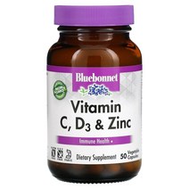 Bluebonnet Nutrition (블루보넷 뉴트리션) Bluebonnet Nutrition 비타민C D3 및 아연 베지 캡슐 50정, 2개