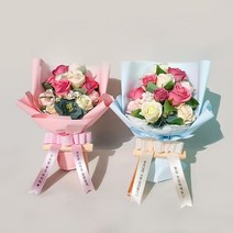 러블리팜 조화 DIY 플라워 용돈 케이크 20 + 쇼핑백 랜덤발송, 핑크