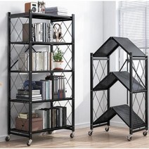 대피공간선반 베란다트롤리 세탁실 틈새 이동식 접이식 철제 수납장, 블랙5단