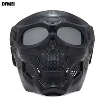 오토바이 핼리윈 렌즈 헬멧 윈드스크린 라이딩 고글 장비 고글 스컬 오프로드 마스크, 새로운해골블랙+강화회색