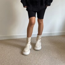 크로젯 둥근코 스판 레더 플랫폼 통굽 앵클부츠 SHE6610