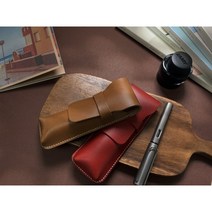 어메이징크로스 2구 듀얼 가죽 펜 파우치 만년필 케이스 고급 필통 수제 공방, 그린